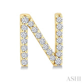 1/8 Ctw Initial 'N' Single Cut Diamond Earrings in 10K Yellow Gold